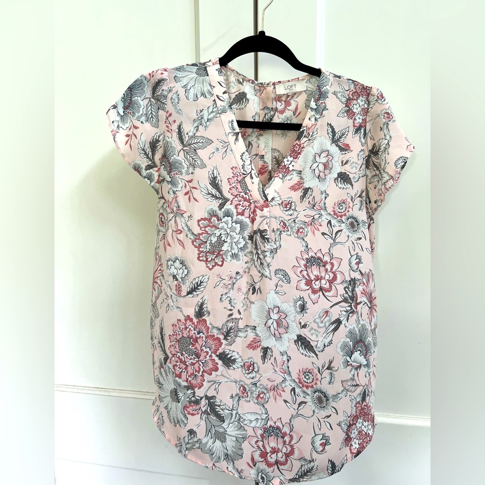 LOFT Tank Top Flower Printed Sleeveless Shirt Women’s Dress Blouse small